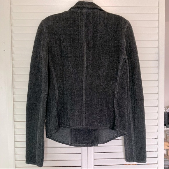 Akris Punto Charcoal Grey/Black side Zip Moto Blazer Jacket Sz 6 - Picture 4 of 9